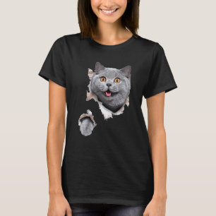 Ca Schwarze Katze Katze zerrissen Stoff Kätzche T-Shirt
