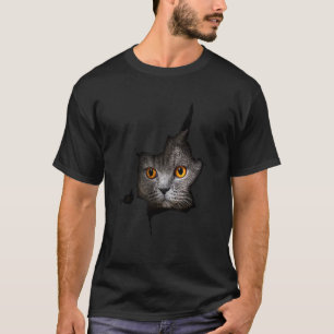 Ca Schwarze Katze Katze zerrissenes Tuch Kätzch T-Shirt