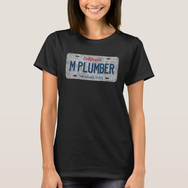 CA State Vanity License Plate M PLUMBER T-Shirt (Vorderseite)