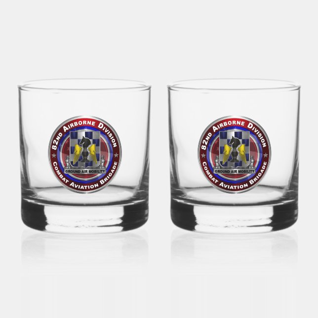 CAB Aviation Brigade der 82. Im Flugzeug Division Whiskyglas (Vorderseite)