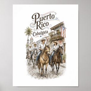Cabalgata Puerto Rico Reiten 8x10 Poster