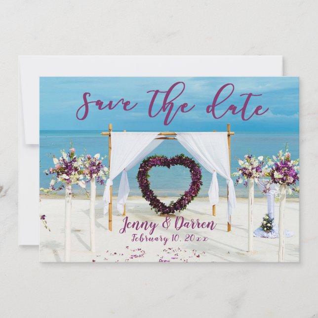 Cabana Beach Hochzeit in Urlaubsort - Save The Date (Vorderseite)