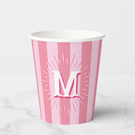 Cabana-Streifen in Rosa personalisiert Pappbecher