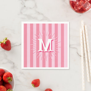 Cabana-Streifen in Rosa personalisiert Serviette