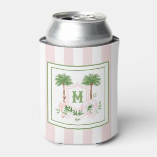 Cabana Streifen Palm Beach Monogramm Wappen Dosenkühler