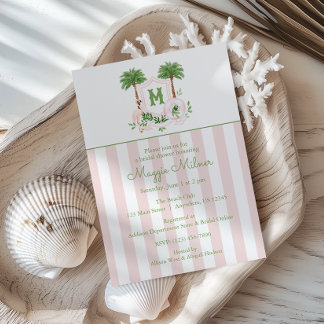 Cabana Streifen Palm Beach Monogramm Wappen Einladung