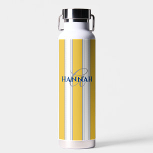 Cabana Stripe Monogramm in Gelb Trinkflasche
