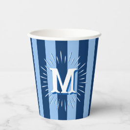 Cabana Stripes in Blue Personalized Pappbecher