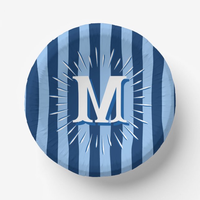 Cabana Stripes in Blue Personalized Pappteller (Vorderseite)