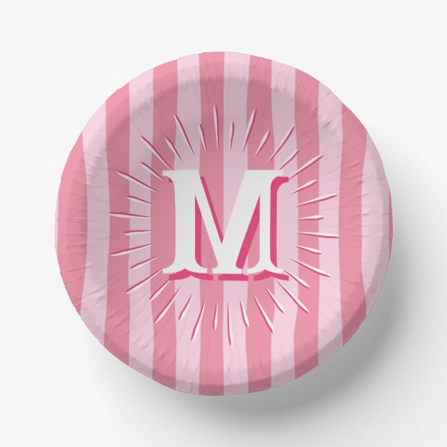 Cabana Stripes in Pink Personalized Pappteller (Vorderseite)