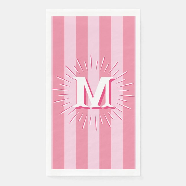 Cabana Stripes in Pink Personalized Serviette (Vorderseite)