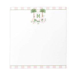 Cabana Stripes Palm Beach Monogram Crest Notizblock