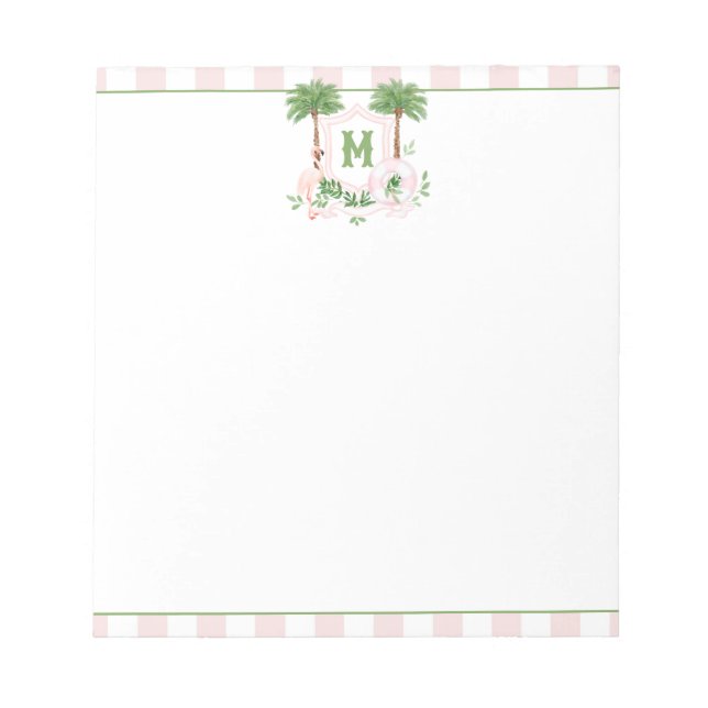 Cabana Stripes Palm Beach Monogram Crest Notizblock (Vorderseite)