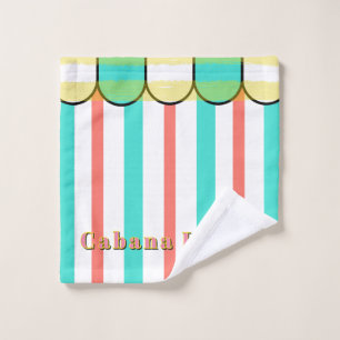 Cabane à coquilles Turquoise Corail Blanc Rayures