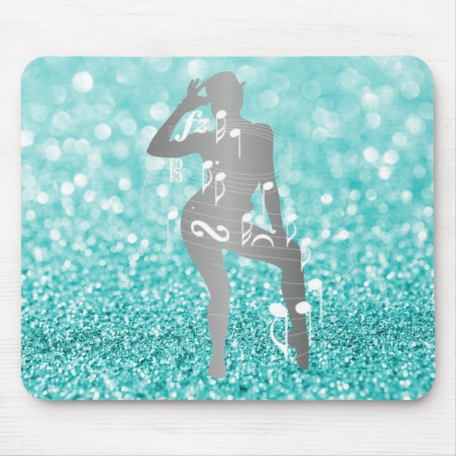 Cabaret Musical Dance Girl Tiffany Türkis White Mousepad (Vorne)