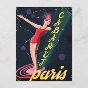Cabaret Paris Vintage Reiseplakat Feiertagspostkarte