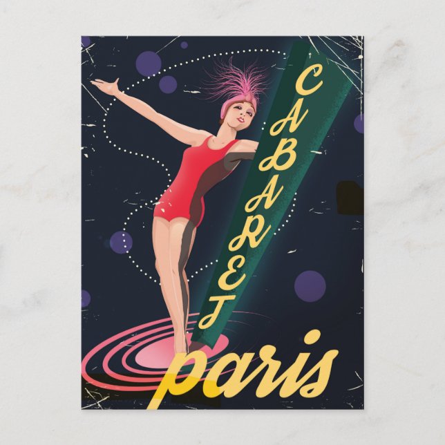 Cabaret Paris Vintage Reiseplakat Postkarte (Vorderseite)