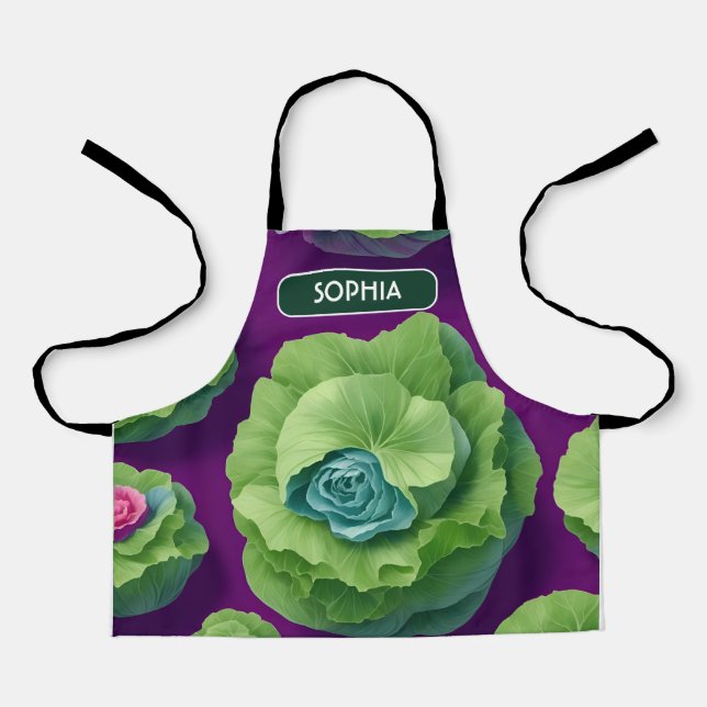 Cabbage Floral Personalisiertes Muster Schürze (Vorderseite)