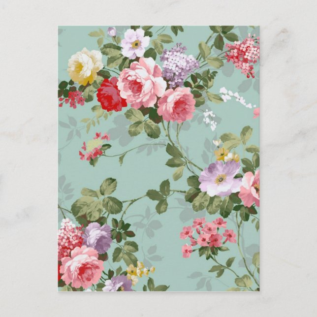 Cabbage-Rose in Blautönen Postkarte (Vorderseite)