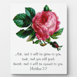 Cabbage Rose Scripting Plaque Fotoplatte