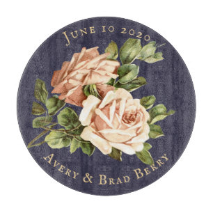 Cabbage Rose Shabby Chic Navy Blue Schneidebrett
