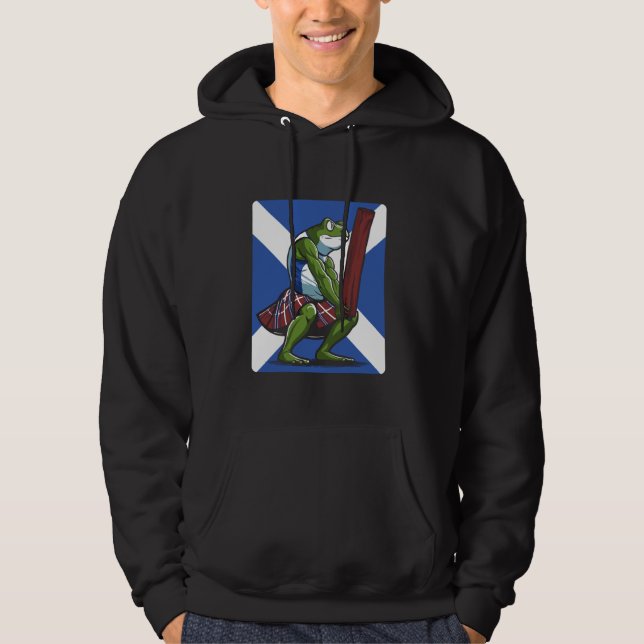 Caber Toss Frog Scottish Hoodie (Vorderseite)