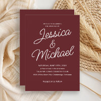 Cabernet Red Script Moderne stilvolle Einladung