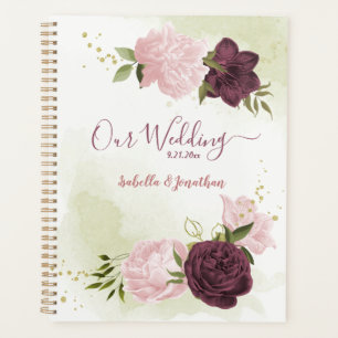 Cabernet & rosa Blume Grüne Hochzeit Planer