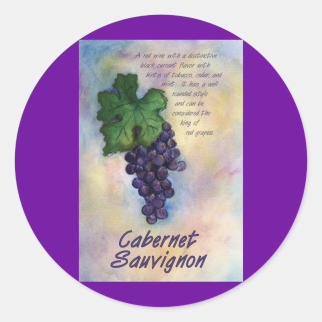 Cabernet Sauvignon Weinaufkleber Runder Aufkleber (Vorderseite)