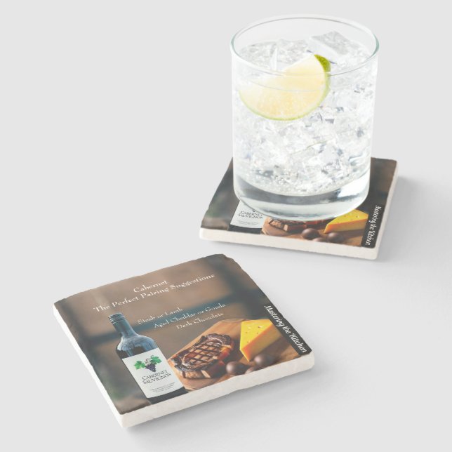 Cabernet Wine Pairing Guide/Mastering the Kitchen Steinuntersetzer (Seitenansicht)