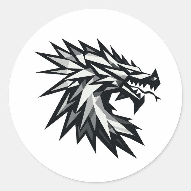 Cabeza de dragón poligonal runder aufkleber (Vorderseite)