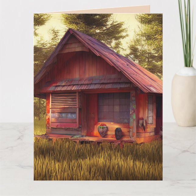 CABIN ART BIRTHDAY GREETING CARD DANKESKARTE (Vorderseite)