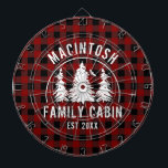 Cabin Familienname Red Buffalo Kariert Dartscheibe<br><div class="desc">Erstellen Sie ein personalisiertes Dartboard mit rustikalem roten und schwarzen Büffel-Karo kariert und ein Bild von Waldkiefern im Wald mit Ihrem eigenen Text in Weiß (mit NAME FAMILY CABIN und Jahr festgelegt Datum gezeigt). Alle Texte können bearbeitet werden. Ideal für Familien-Hütten, Berghütten, Seehäuser oder Ferienhäuser. HILFE: Für Hilfe bei der...</div>