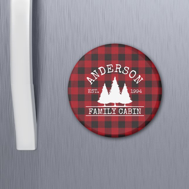 Cabin Familienname Red Buffalo Kariert Magnet (Customize to change text size or text style.)