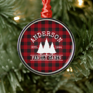 Cabin Familienname Red Buffalo Kariert Ornament Aus Metall
