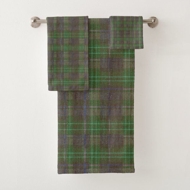 Cabin Forest Green Tartan Badhandtuch Set (Insitu)