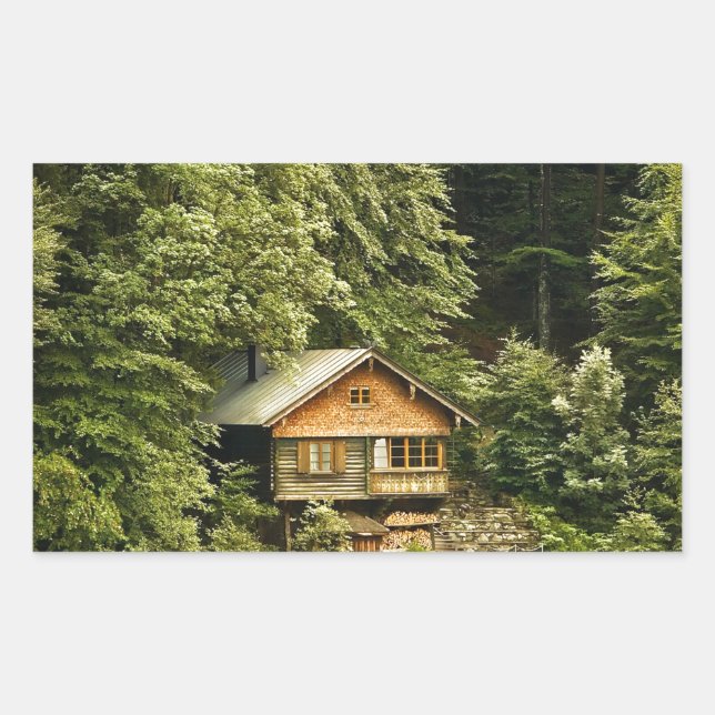 Cabin Lake House Rechteckiger Aufkleber (Vorderseite)