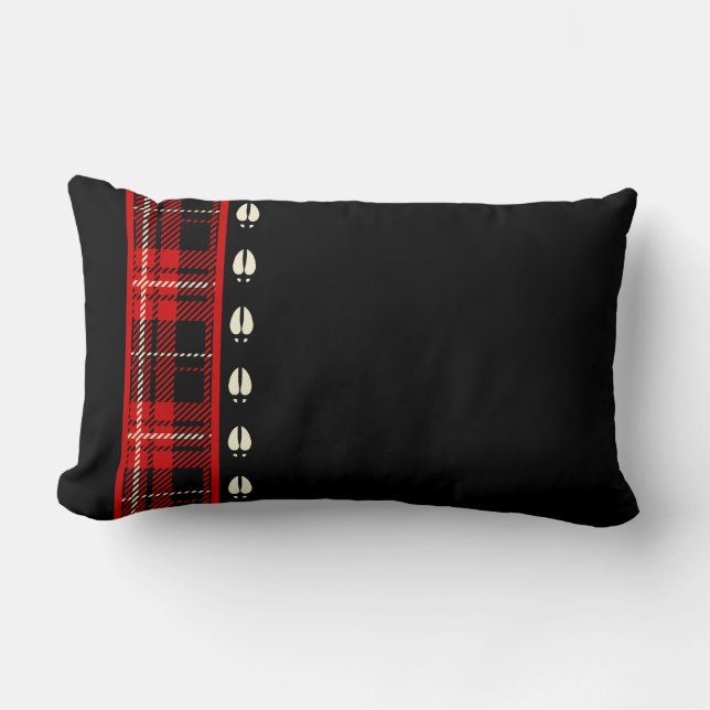 Cabin Red Kariert Moose Hose Print Lumbar Kissen (Vorderseite)