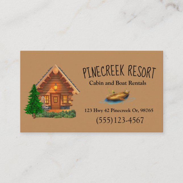 Cabin Resort Vacation Lodge Vermietung Visitenkarte (Vorderseite)