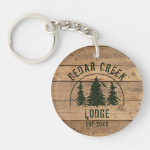 Cabin Rustic Wood Family Name Personalisiert Schlüsselanhänger