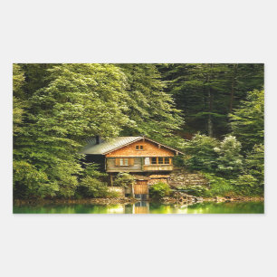 Cabin See-Haus Rechteckiger Aufkleber