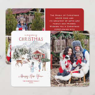 Cabine aquarelle Carte photo de Noël