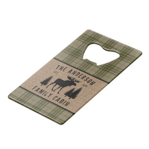 Cabine de famille Moose Pine Trees Green Plaid Bur