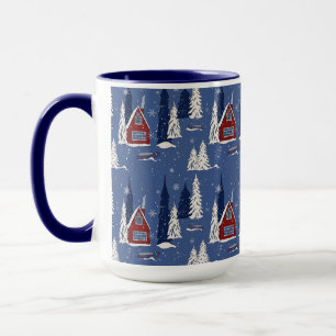 Cabine d'hiver à deux tonalités 15 oz de Mug