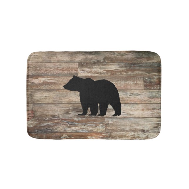 Cabine d'ours Noir Tapis de bain en bois rustique (Devant)