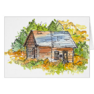 Cabine House Arbres d'automne Stylo et encre croqu