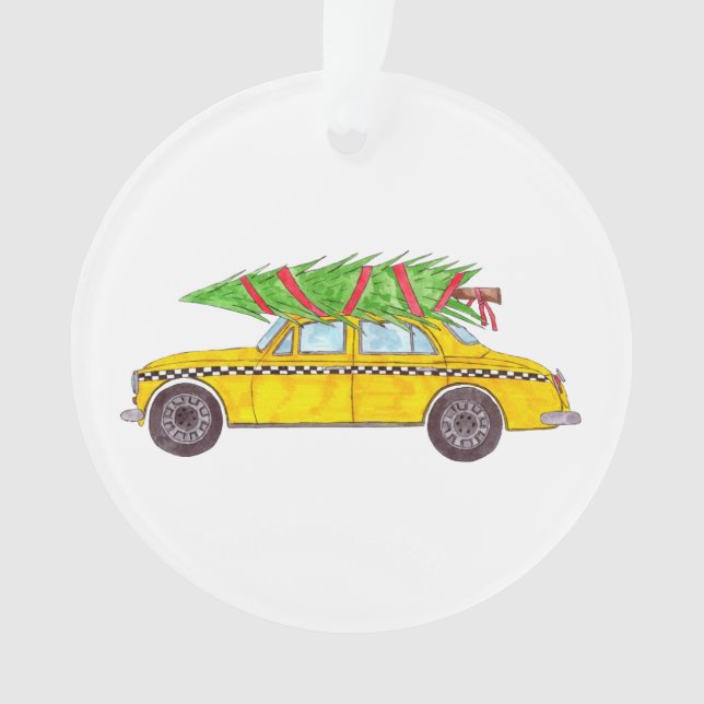 Cabine jaune de New York Taxi arbre de Noël (devant)
