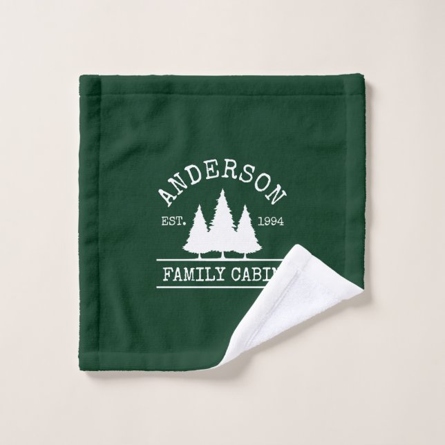 Cabine Nom de famille Forest Green (Gant de toilette)