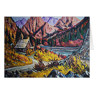 Cabine par la peinture à l'huile du lac