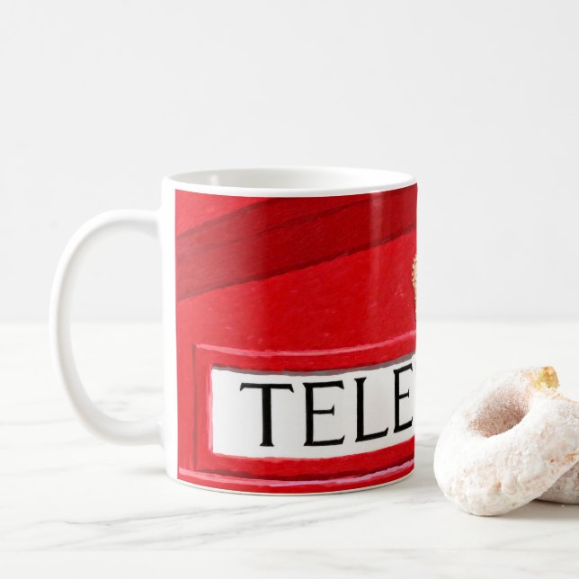 Cabine téléphonique rouge - tasse britannique (Avec donut)